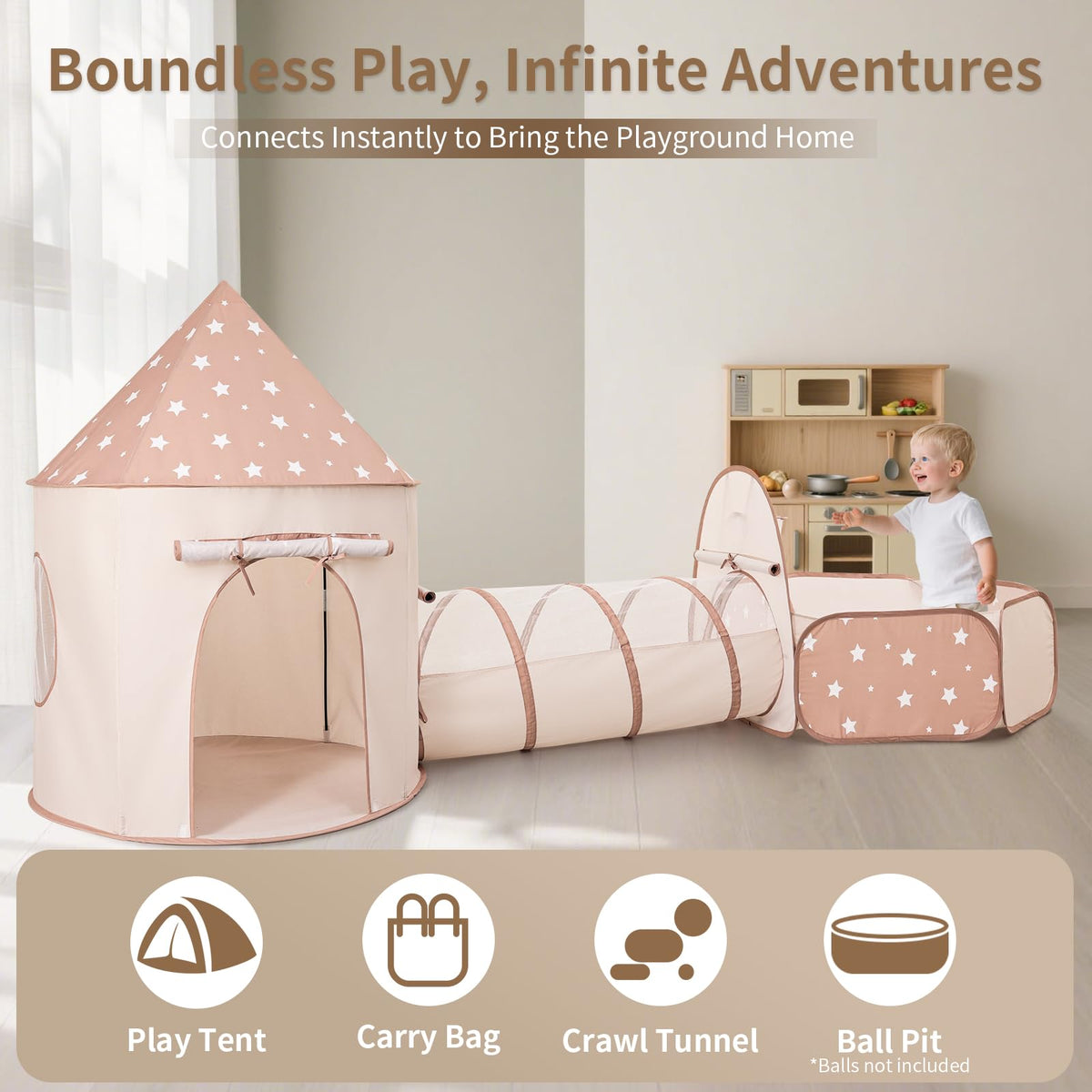 Kids Tent with Crawl Tunnel and Ball Pit Z54091
