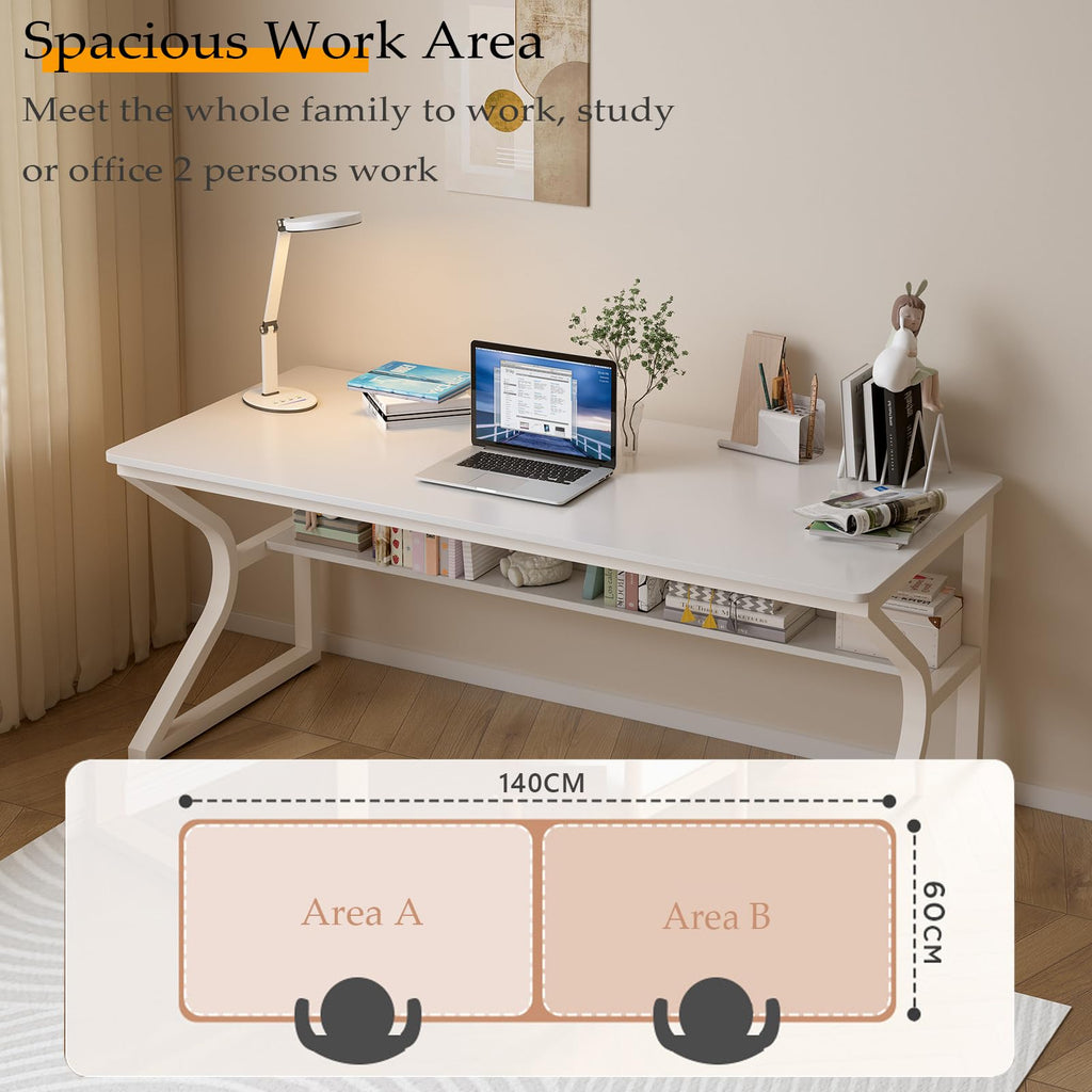 55-Inch Extra Long Desk with Storage Shelf H945