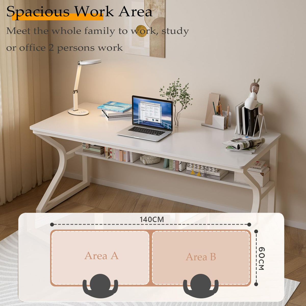 55-Inch Extra Long Desk with Storage Shelf H945