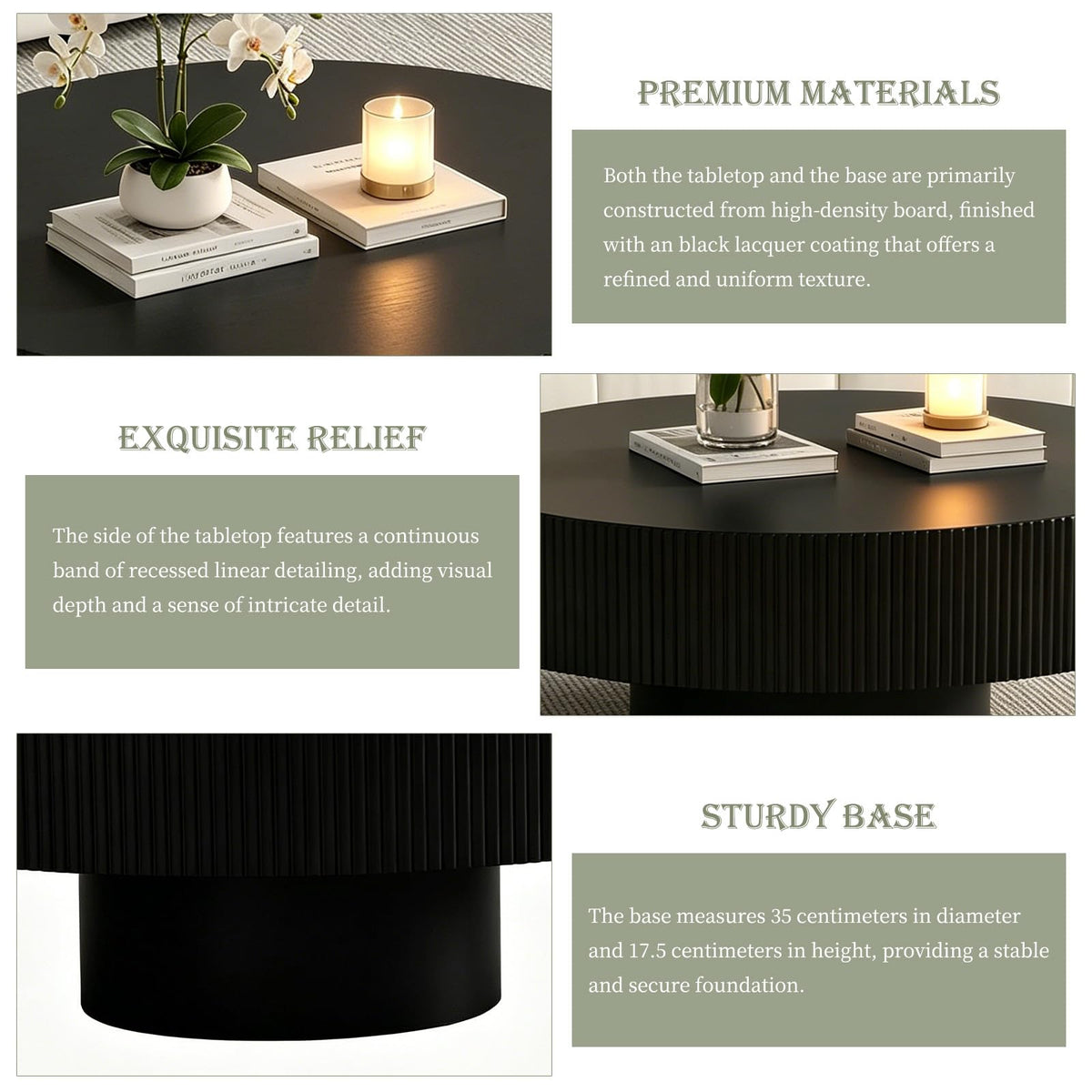 Black Round Pedestal Coffee Table V210