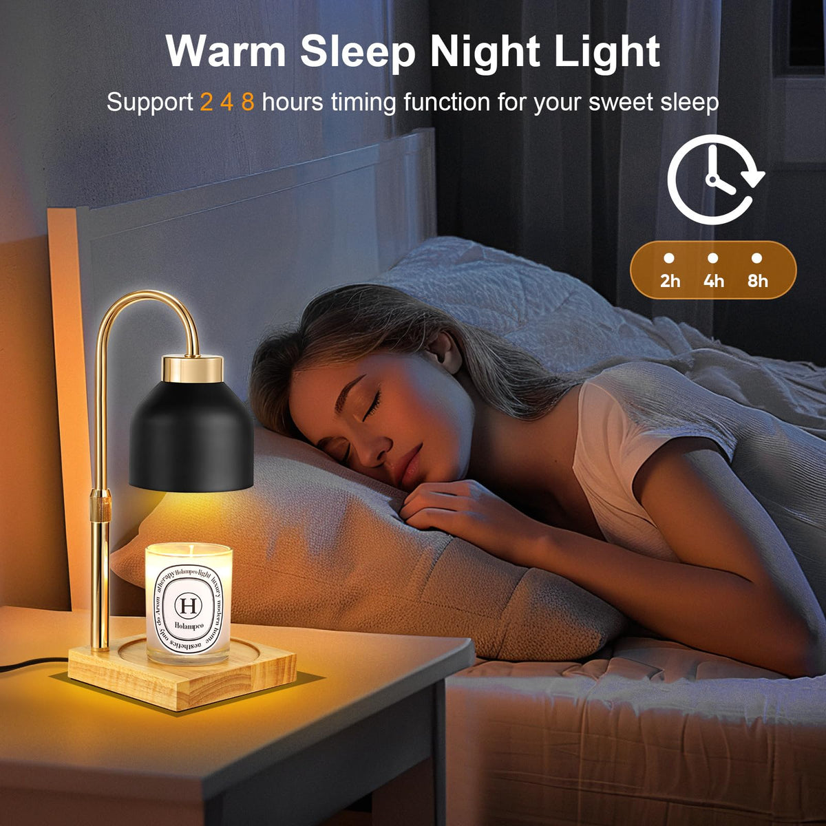 Adjustable Dimmable Electric Candle Warmer Lamp with Timer N695207