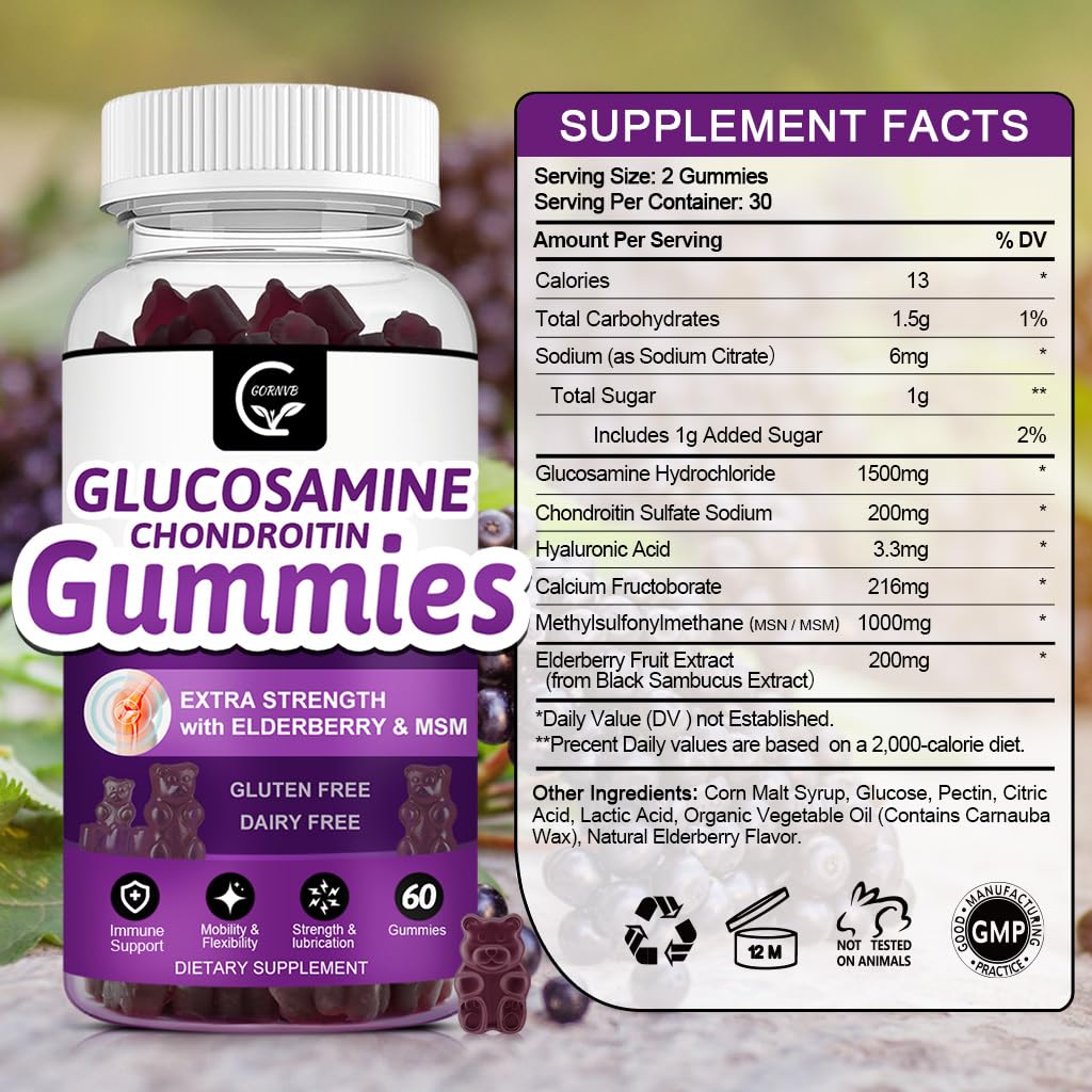 Glucosamine Chondroitin Gummies with MSM & Elderberry 2 Pack F555