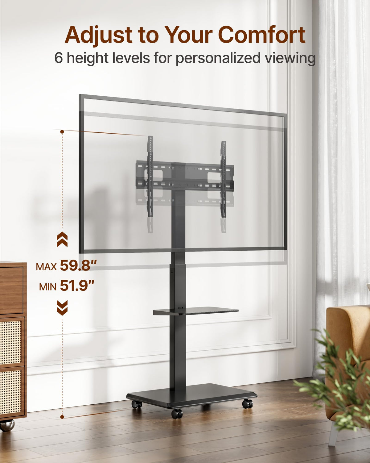Rolling TV Stand with Power Outlet for 32-75 inch TVs R675