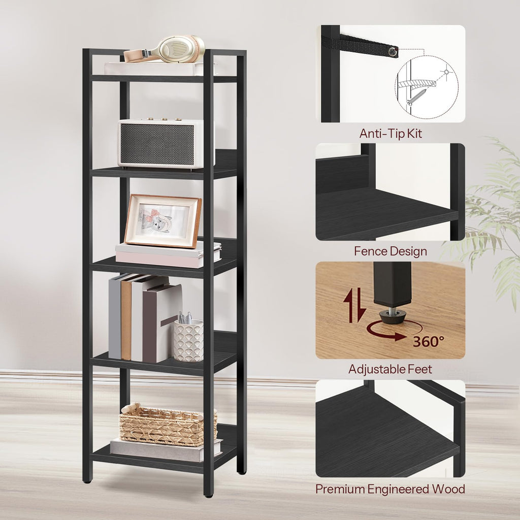 5-Tier Black Bookshelf K672318