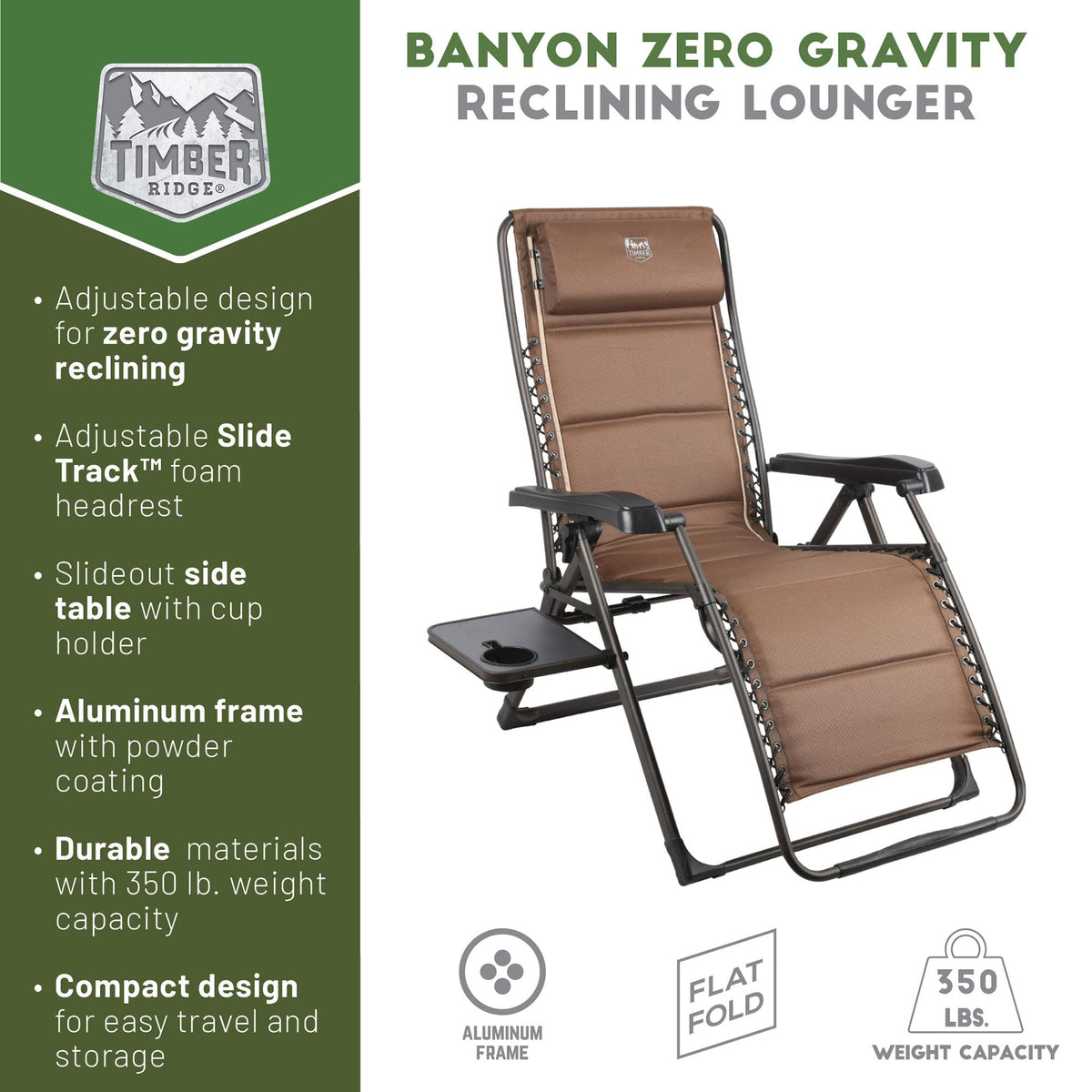 Brown Zero Gravity Folding Recliner Chair with Cup Holder F96020