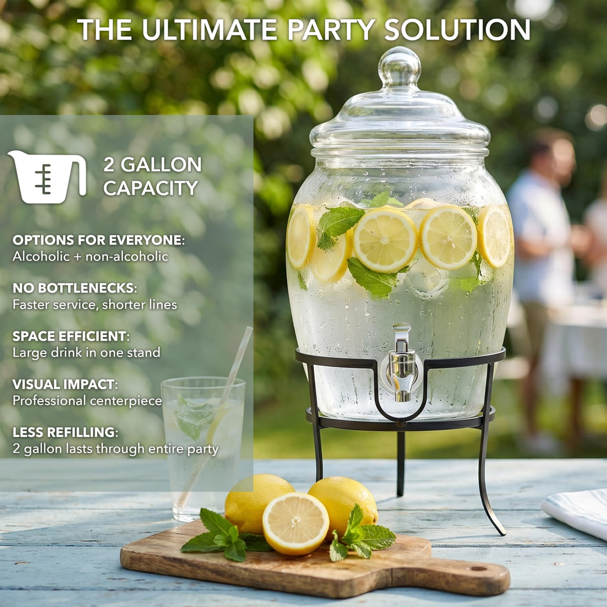 Glass Beverage Dispenser with Metal Stand 2 Gal K7451