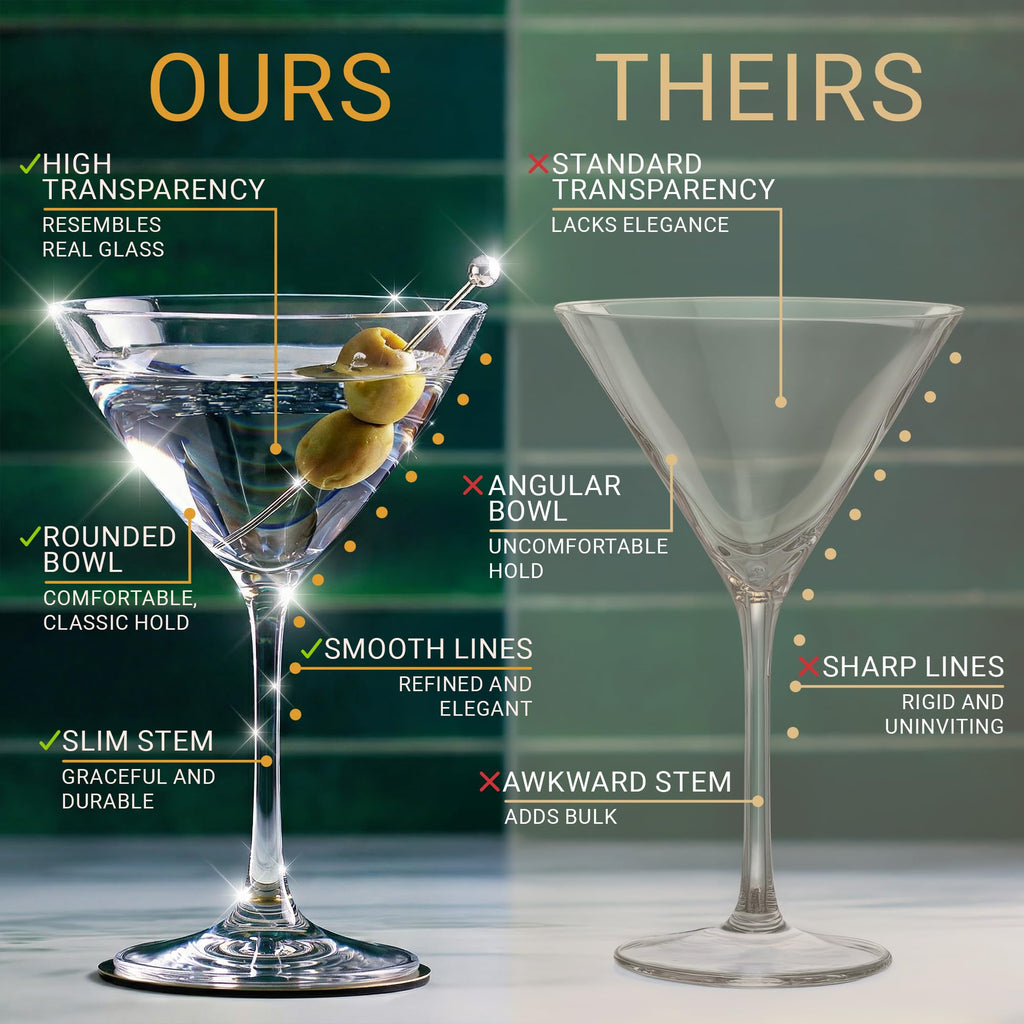Unbreakable Plastic Martini Glasses, 8 oz Set of 6 X8257