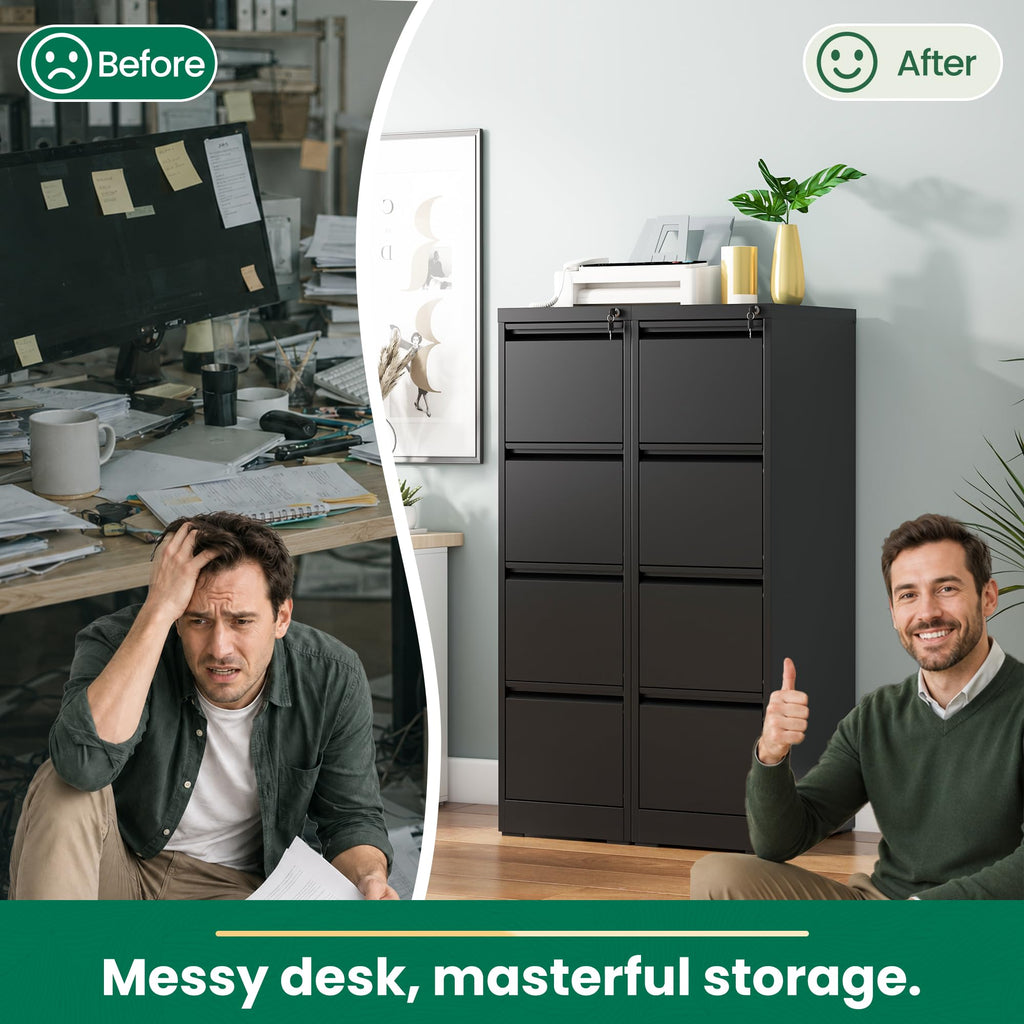 Black 4 Drawer Metal File Cabinet with Lock A220