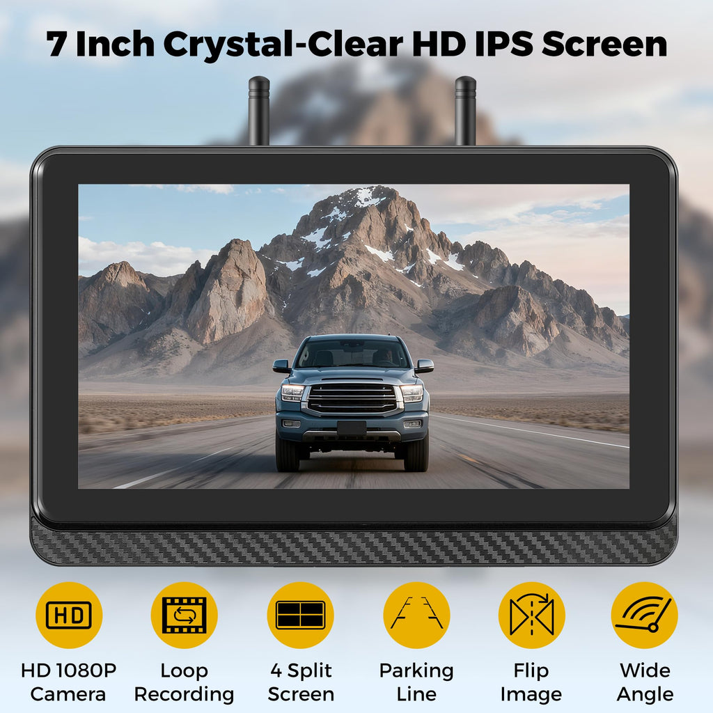 Wireless Backup Camera with 7" Monitor and 1080P Camera J254