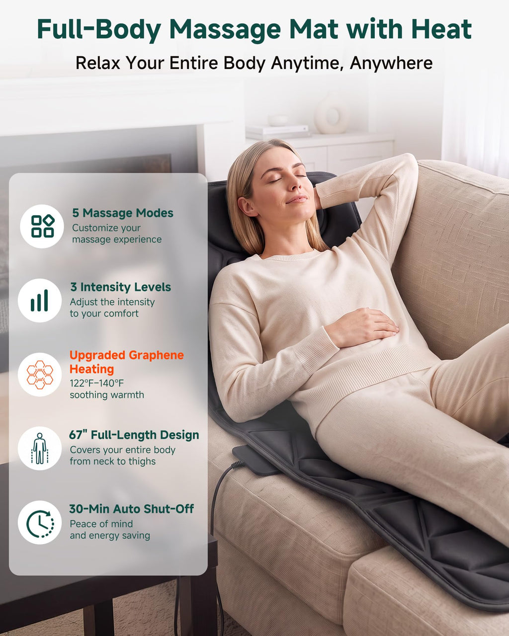 Full Body Massage Mat with Heat Y1281