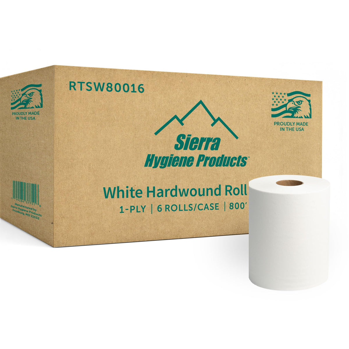 White 1-Ply Hardwound Paper Towels, 6 Rolls D8056
