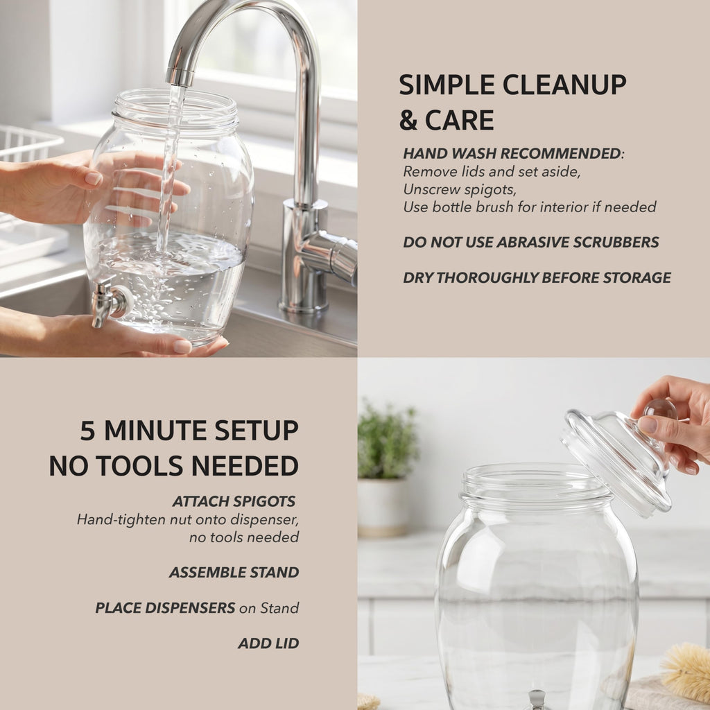 Glass Beverage Dispenser with Metal Stand 2 Gal K7451
