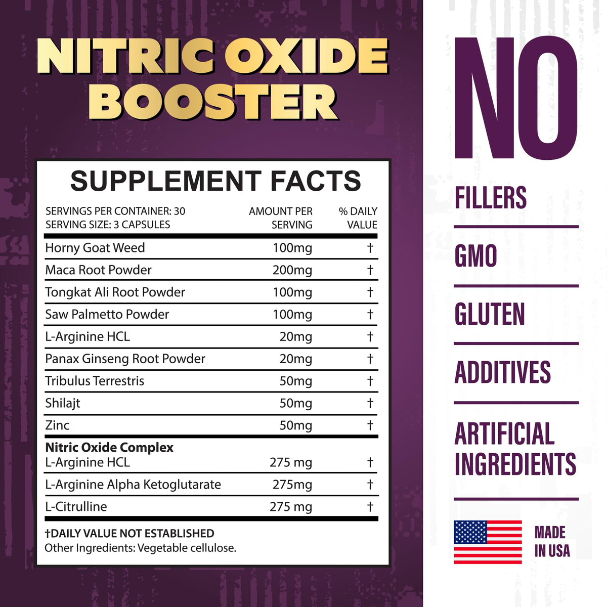 L-Arginine L-Citrulline Nitric Oxide Supplement 90 Capsules R4477