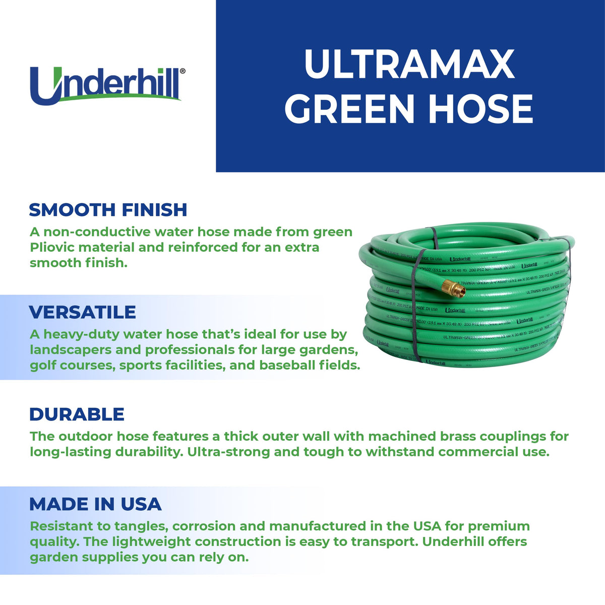 Green 3/4 Inch x 100 ft Garden Water Hose T9410