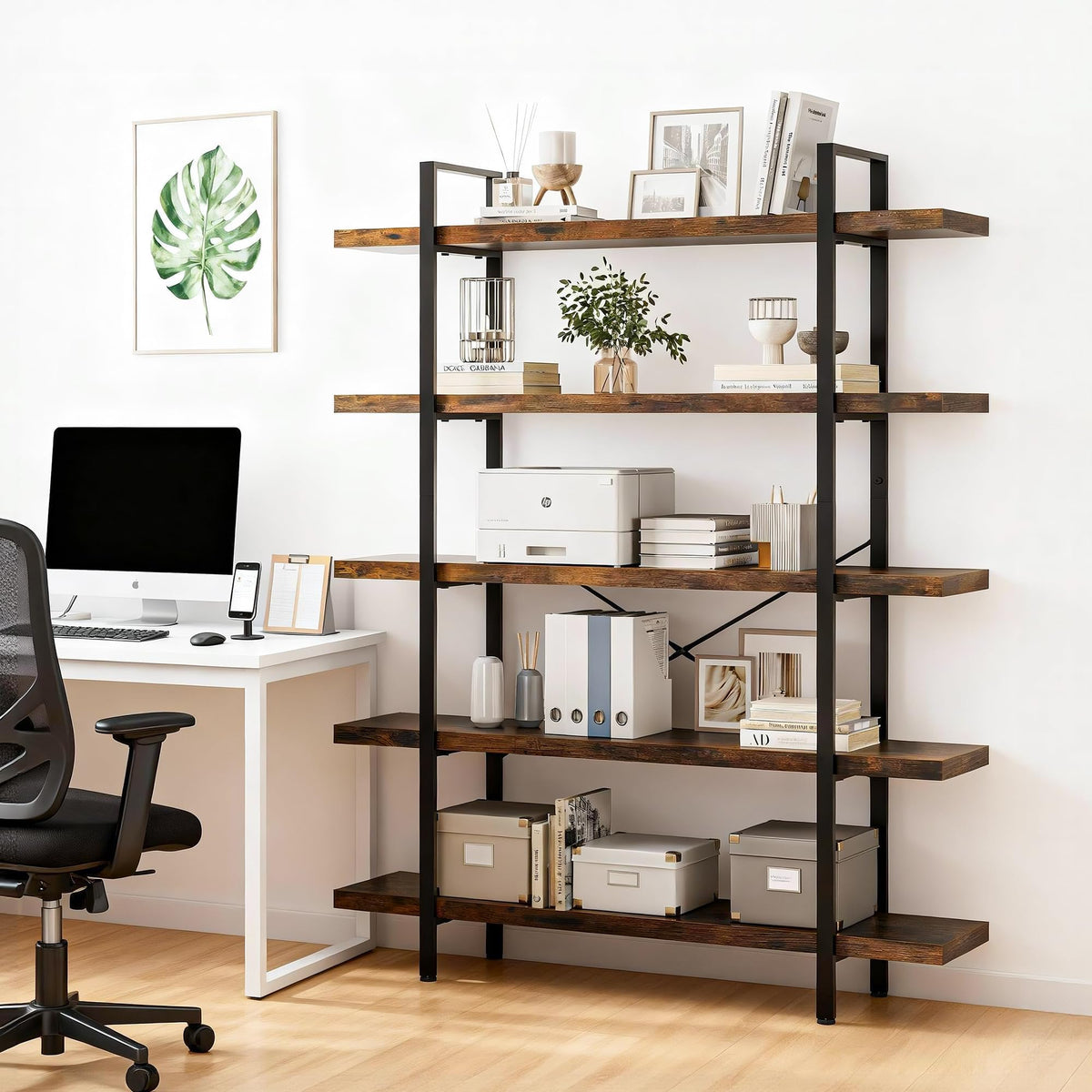 5 Tier 70" H Wood Bookshelf P906931