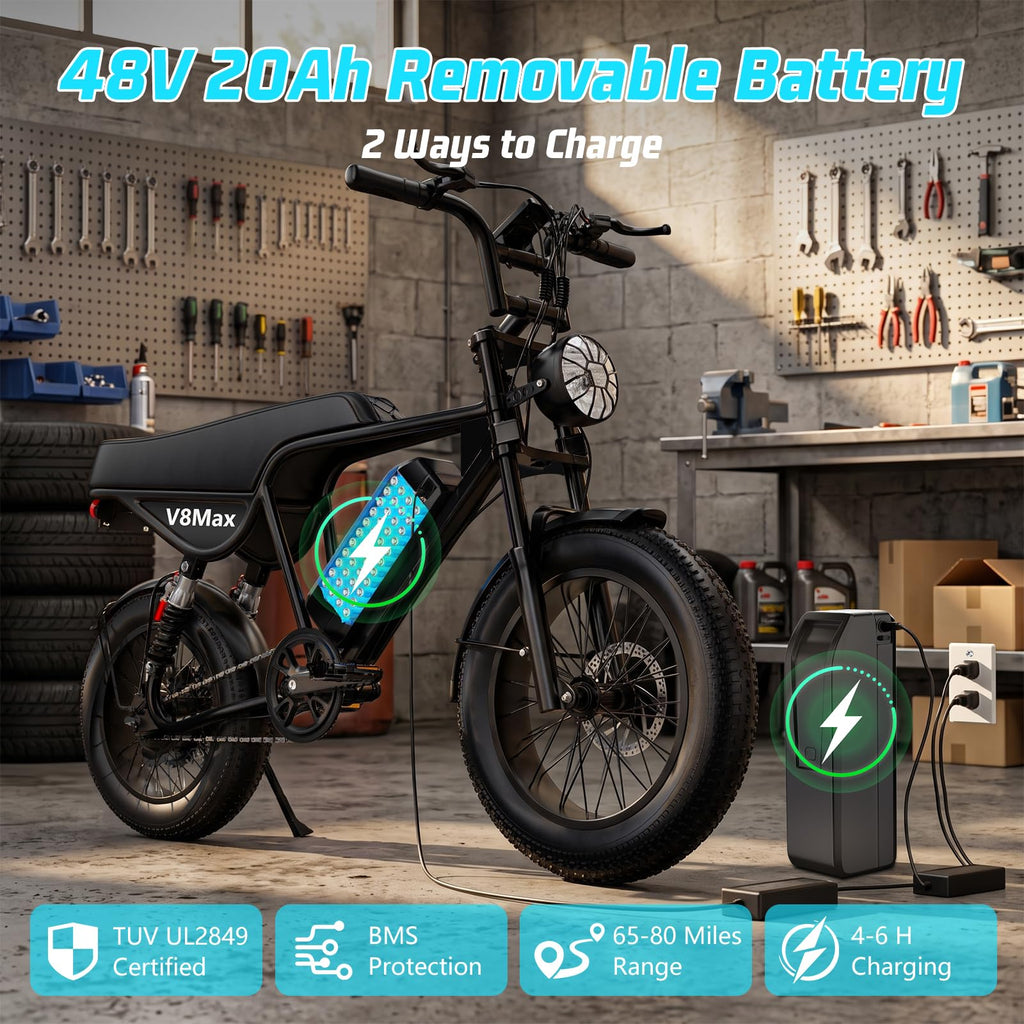 Electric Dirt Bike for Adults, 16"/20" x 4.0 Fat-Tire All-Terrain Ebike D2548