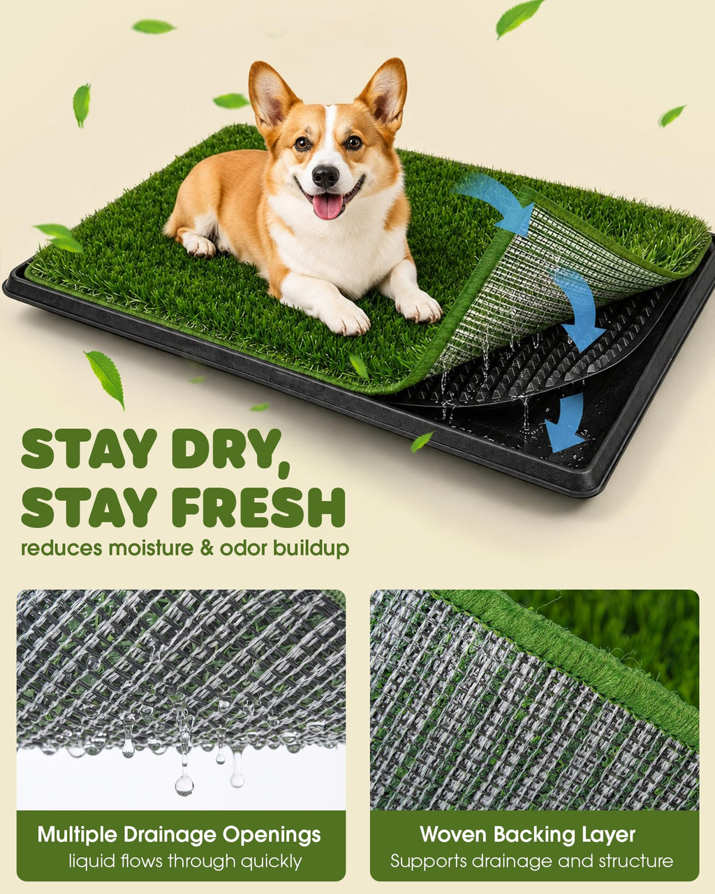 3 Layer Dog Grass Pad with Tray 30" x 20" B619543