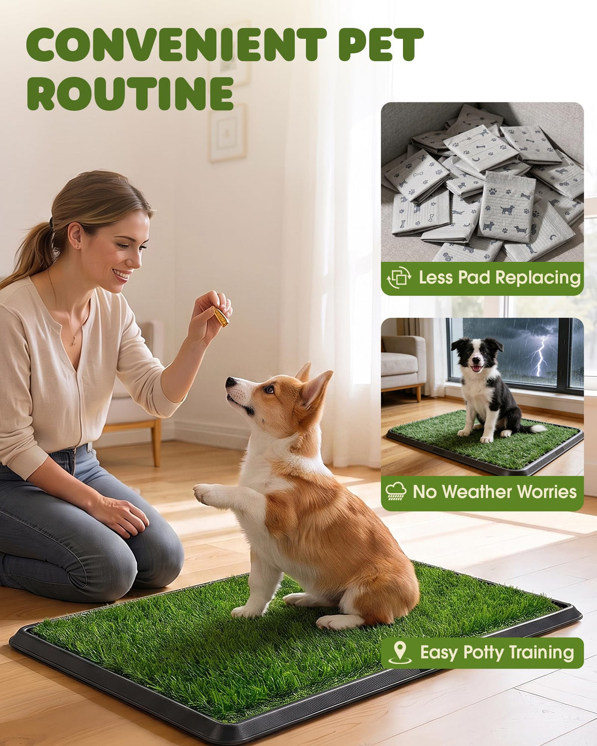 3 Layer Dog Grass Pad with Tray 30" x 20" B619543