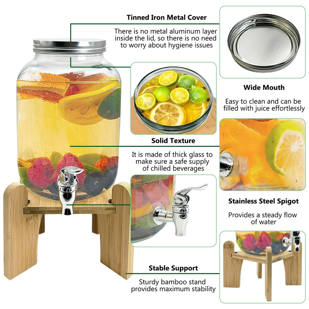 1 Gallon Beverage Dispenser with Wood Stand N415345