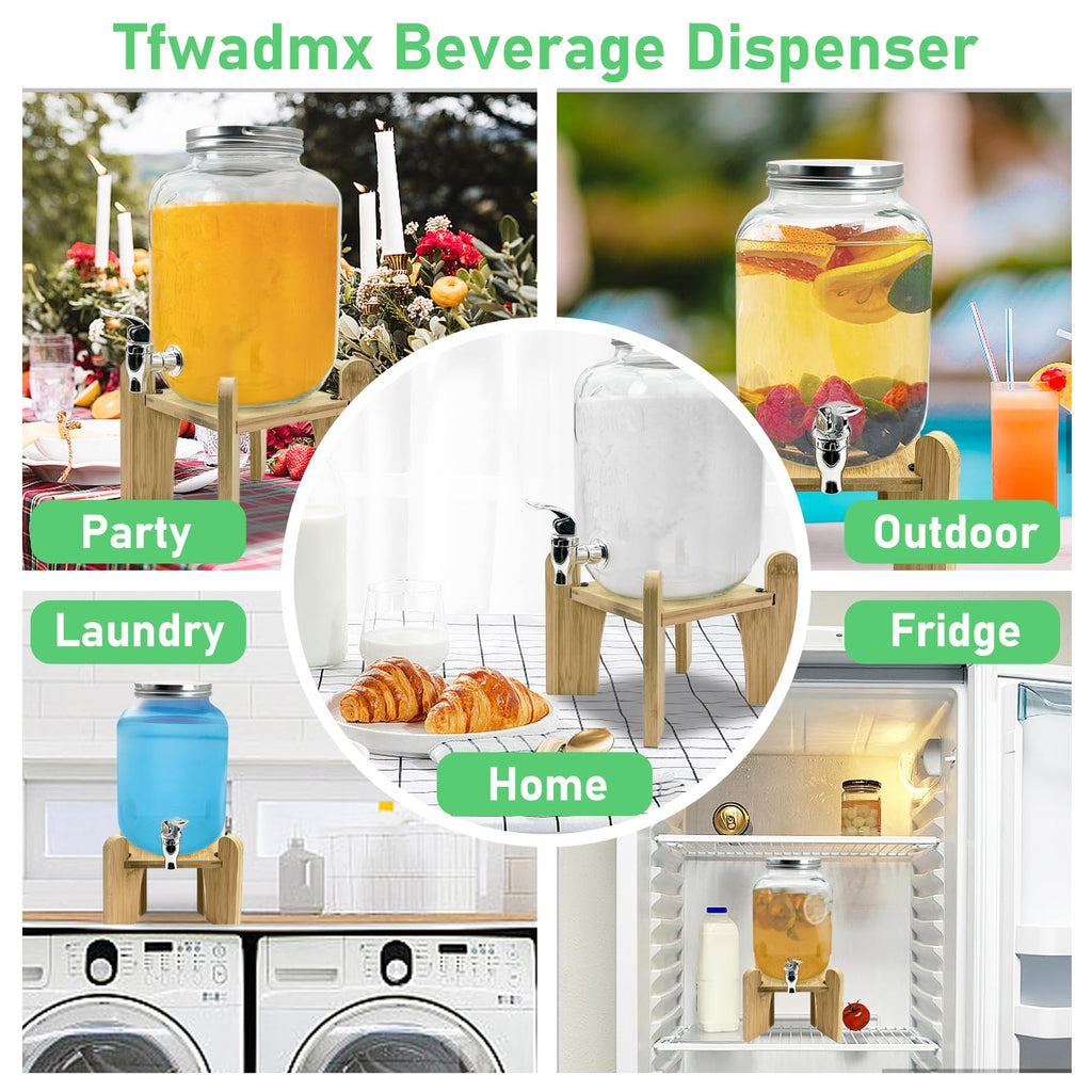 1 Gallon Beverage Dispenser with Wood Stand N415345