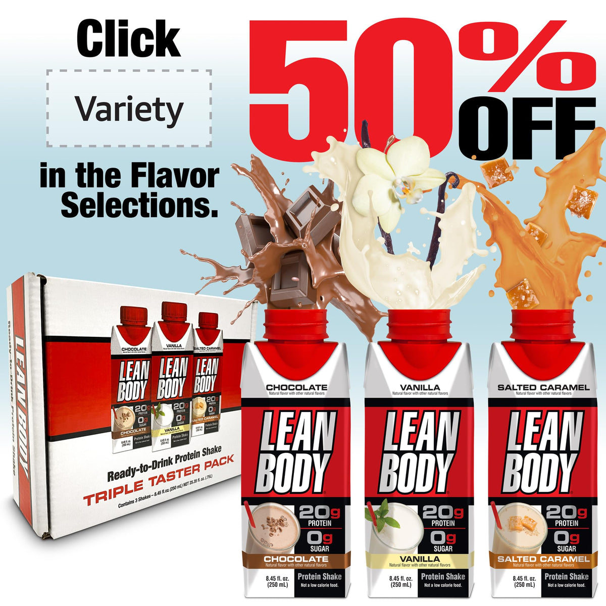 Chocolate Protein Shake, 40g Protein, 0 Sugar, 17 Fl Oz (Pack of 12) U815342