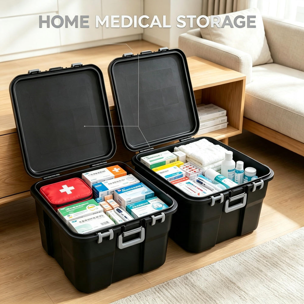 2 Pack 22 Gallon Black Wheeled Lockable Plastic Storage Trunk V145906