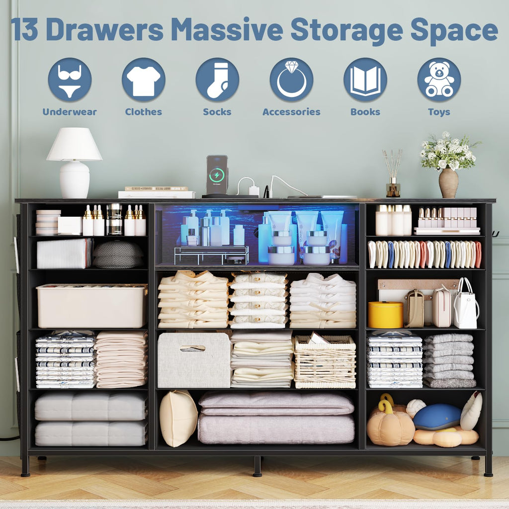 13 Drawer Fabric Dresser G612