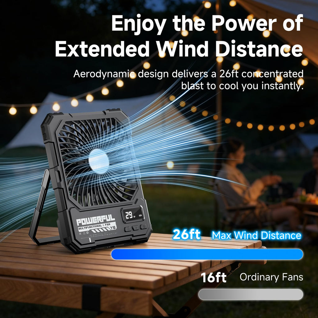 20000mAh Rechargeable Battery Powered Fan with LED Light W937812