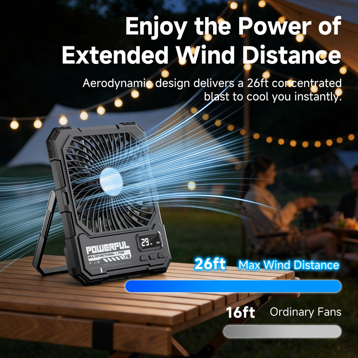 20000mAh Rechargeable Battery Powered Fan with LED Light W937812