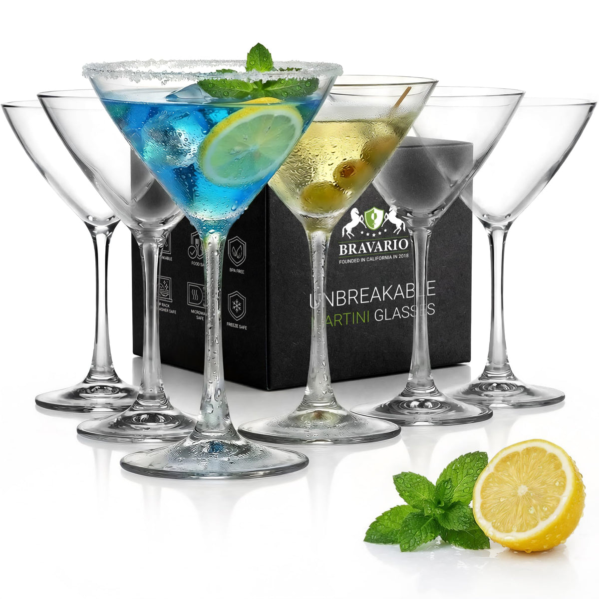Unbreakable Plastic Martini Glasses, 8 oz Set of 6 X8257