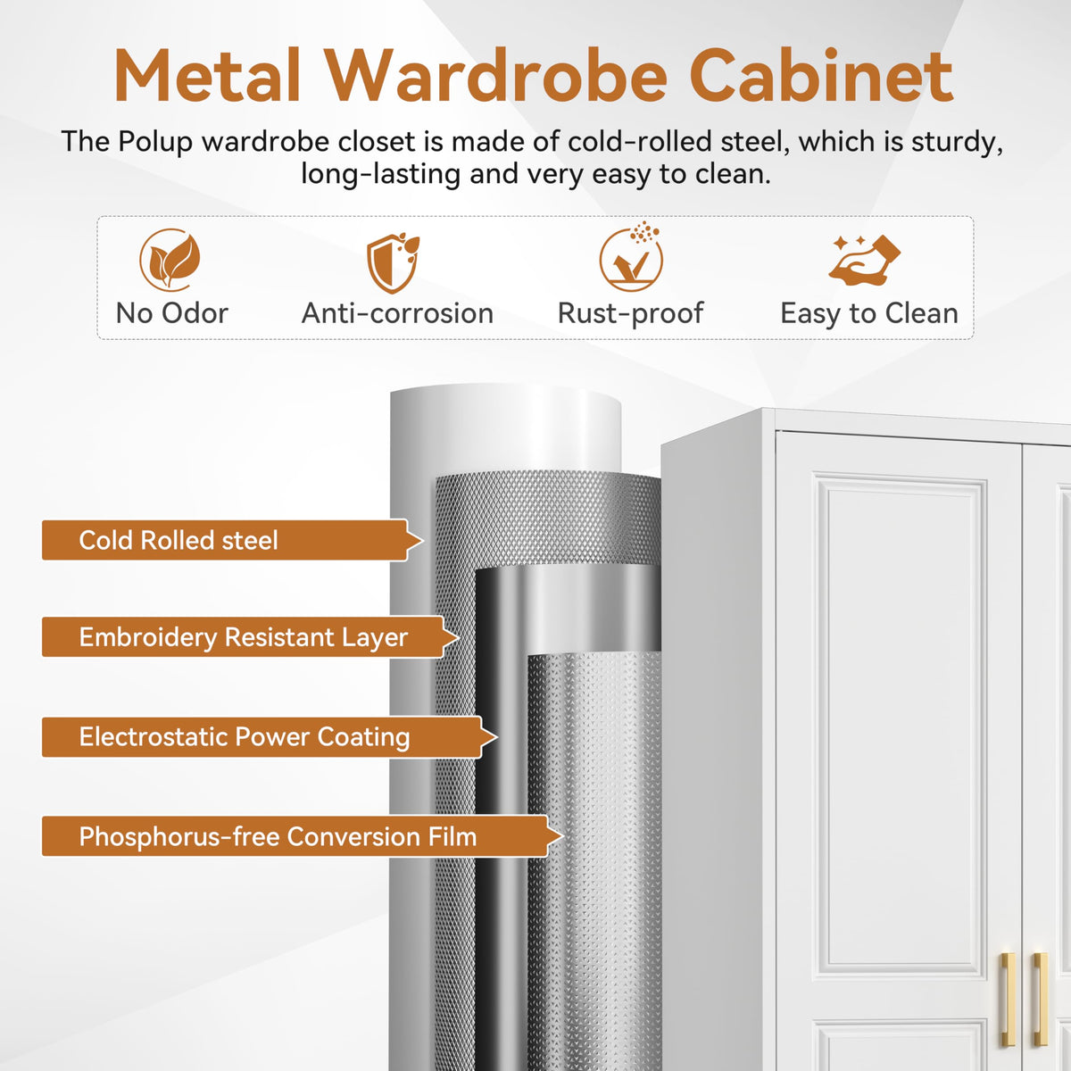 Metal Armoire Wardrobe Closet with 2 Doors Z275