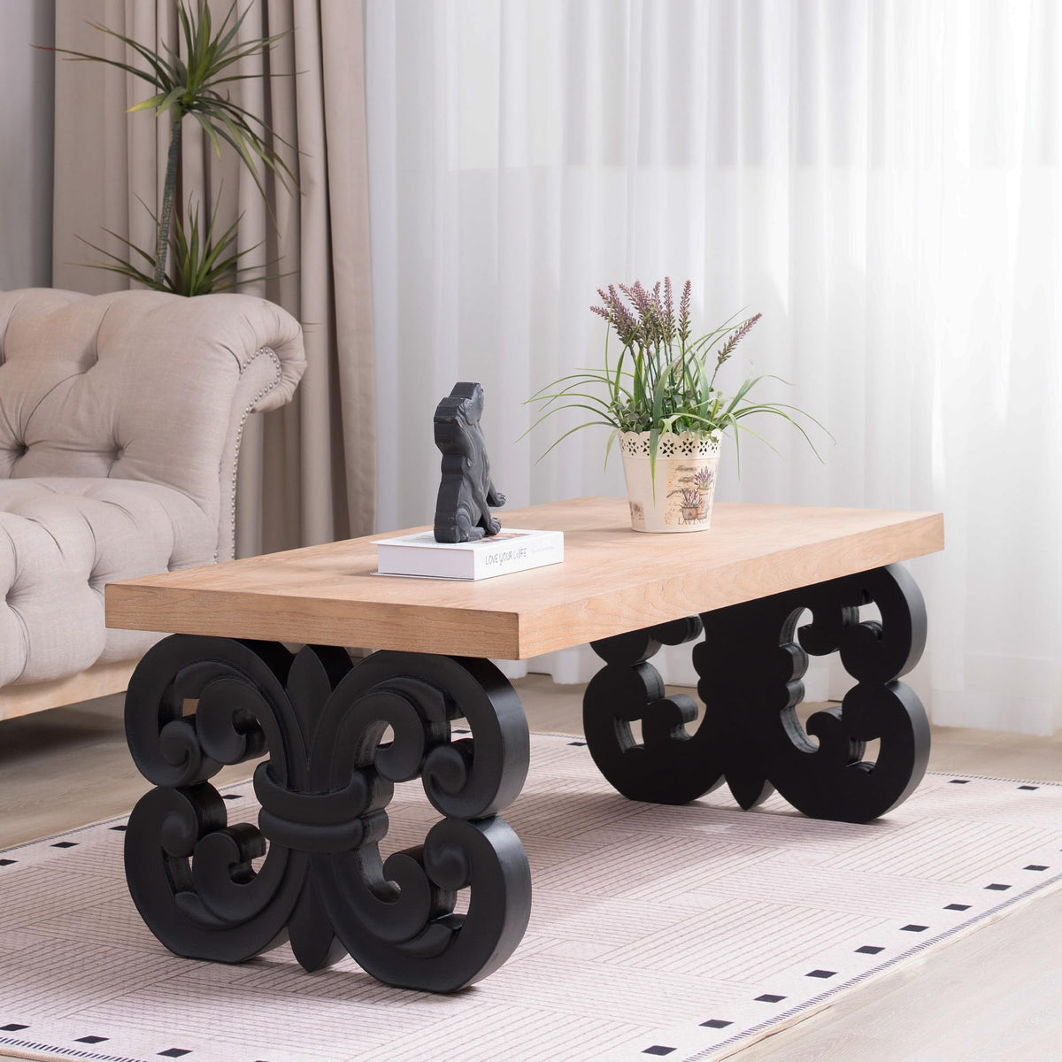 Rectangle Coffee Table with Wood Top C2794