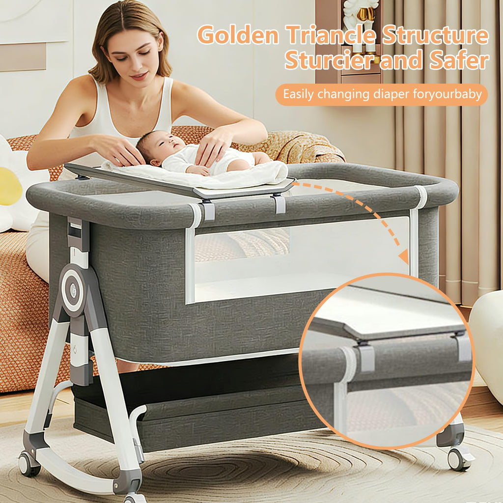 4 in 1 Baby Bassinet Bedside Sleeper with Wheels and Mattress G623082