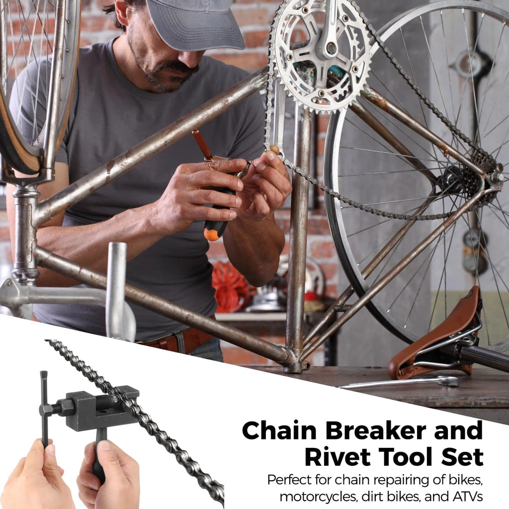 15 Pc Motorcycle Chain Breaker Tool Kit with Storage Box X54441