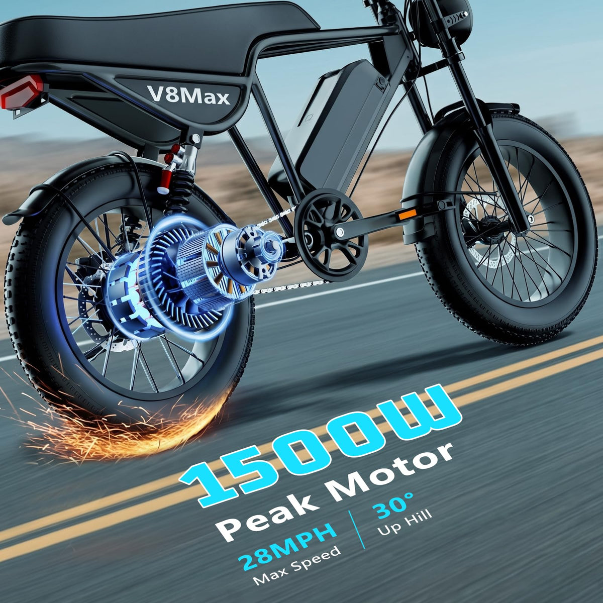 Electric Dirt Bike for Adults, 16"/20" x 4.0 Fat-Tire All-Terrain Ebike D2548