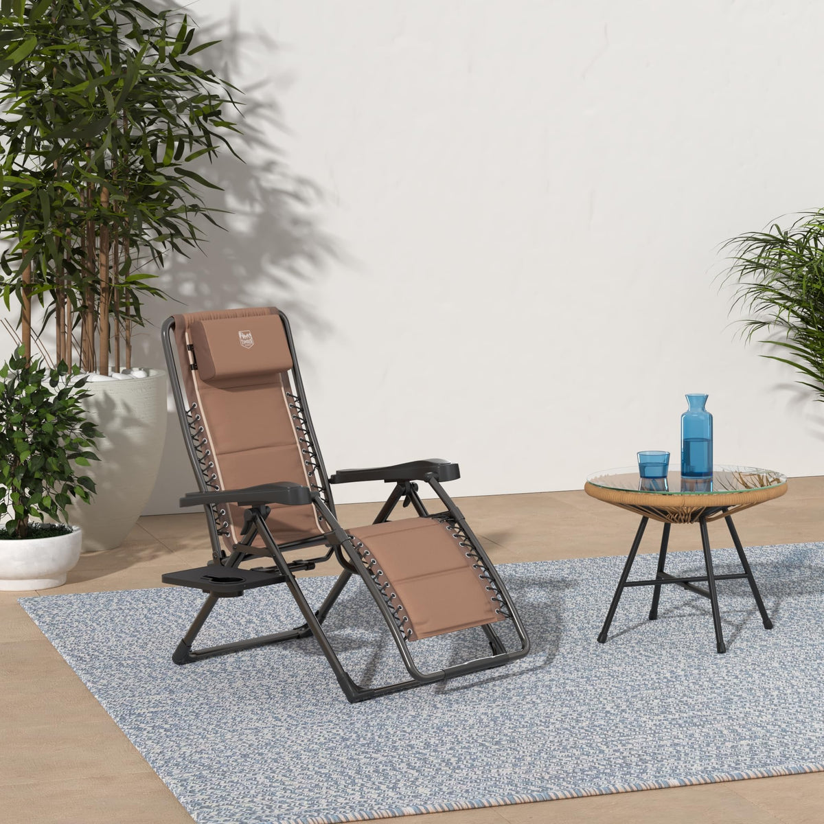 Brown Zero Gravity Folding Recliner Chair with Cup Holder F96020