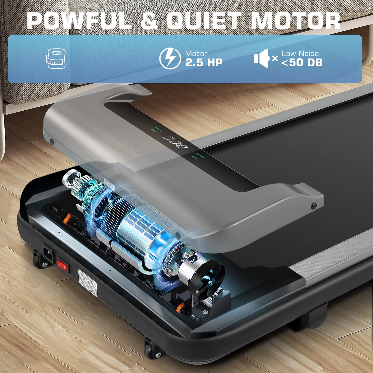 3 in 1 Under Desk Treadmill 2.5 HP Portable V683