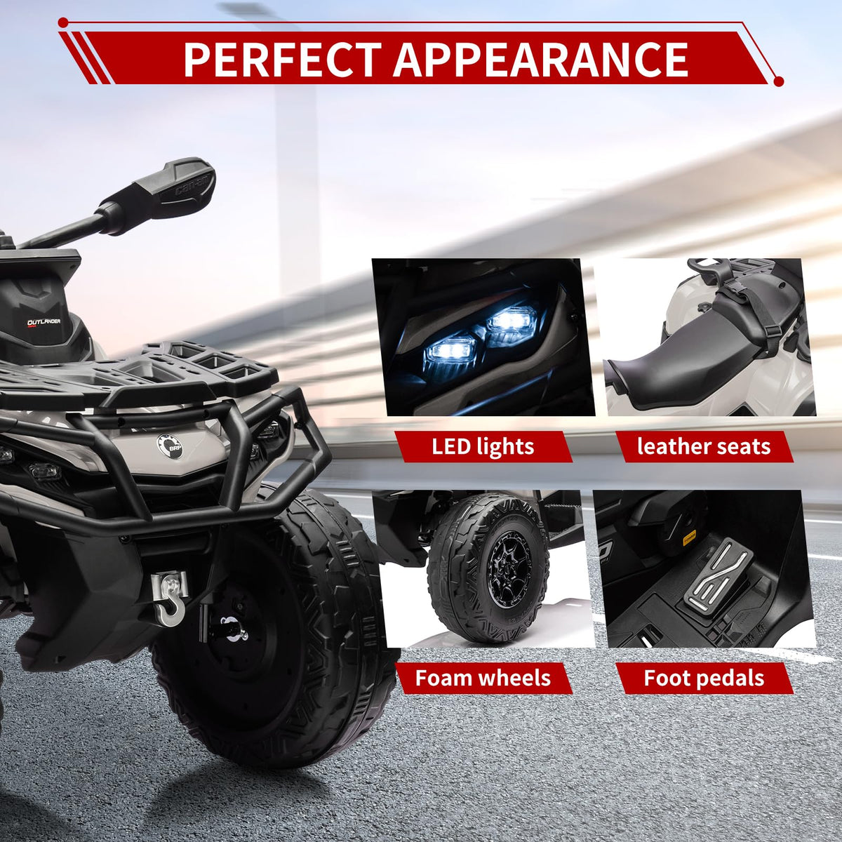 24V 2 Seater 4WD Electric ATV Toy Car with Bluetooth O8278