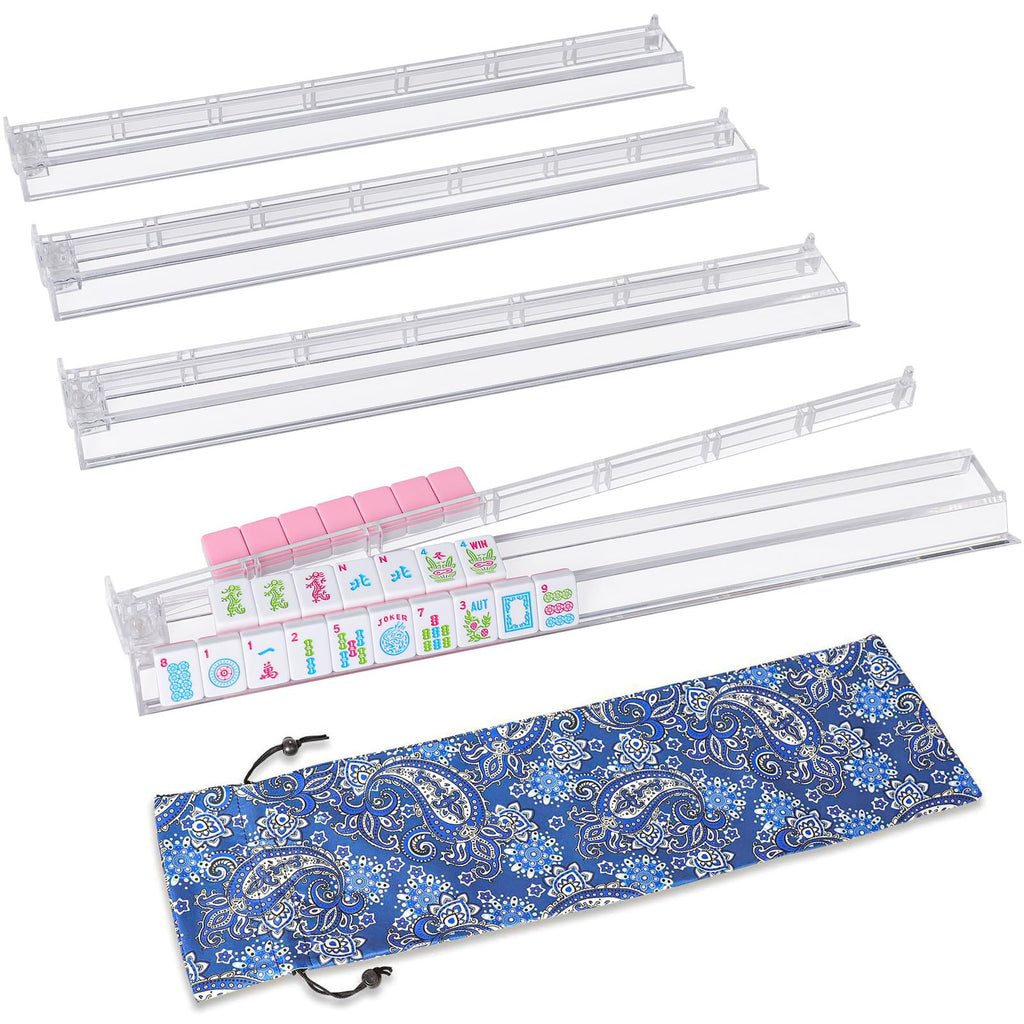 Clear Mahjong Racks with Pushers, 4 Piece Set C890381
