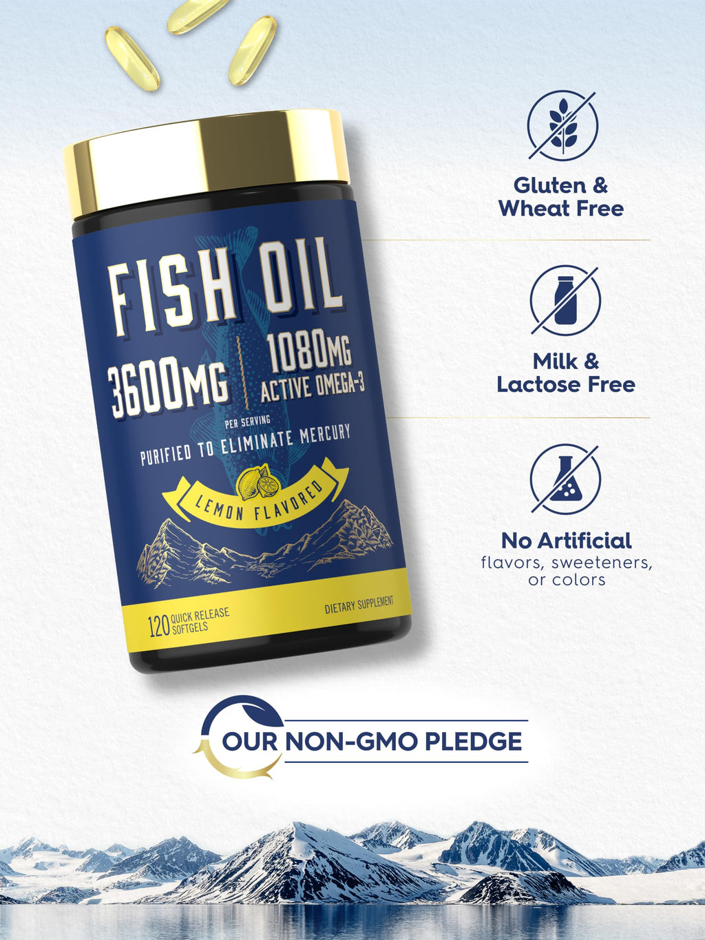 Fish Oil 3600mg 1080mg Omega 3 120 Count D147558