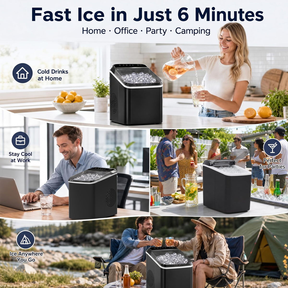 Countertop Ice Maker with Basket & Scoop J3995