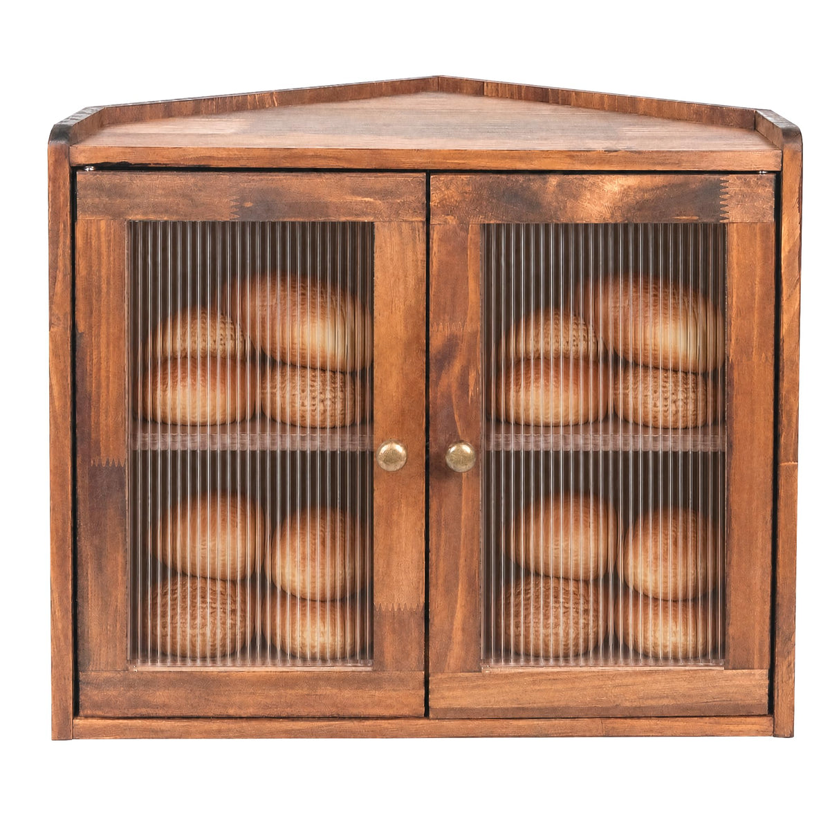 Brown Wooden Double Layer Bread Box A622338