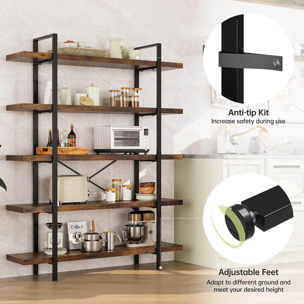 5 Tier 70" H Wood Bookshelf P906931