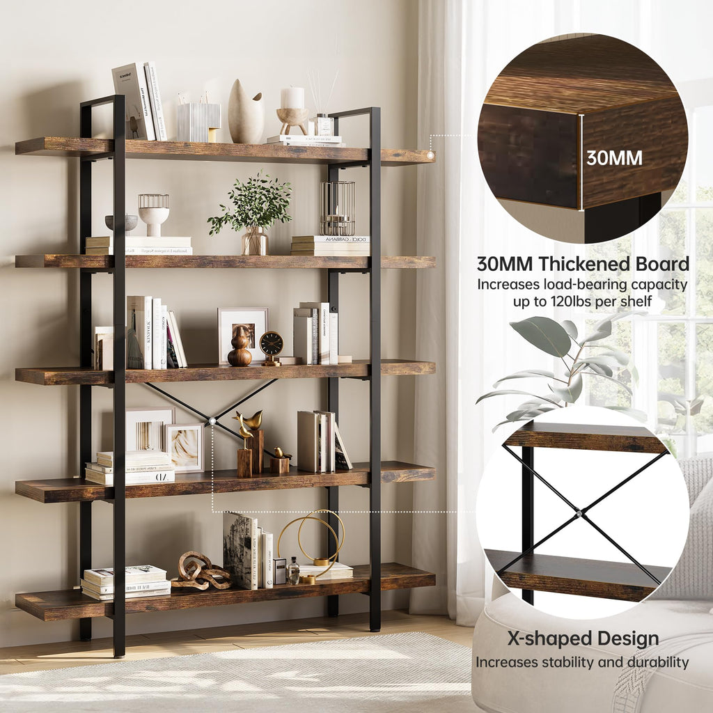 5 Tier 70" H Wood Bookshelf P906931