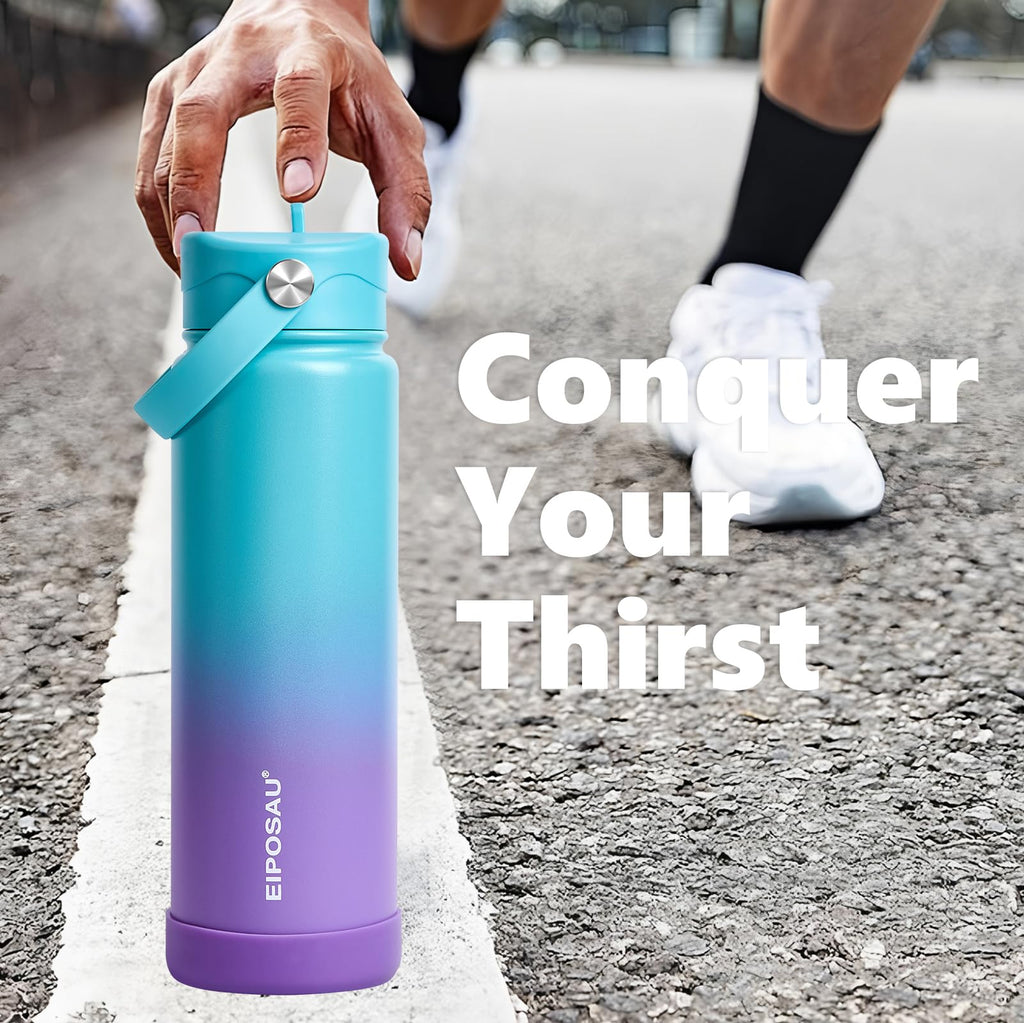 Insulated Water Bottle with Lid & Boot & Stickers, 24 oz N698699