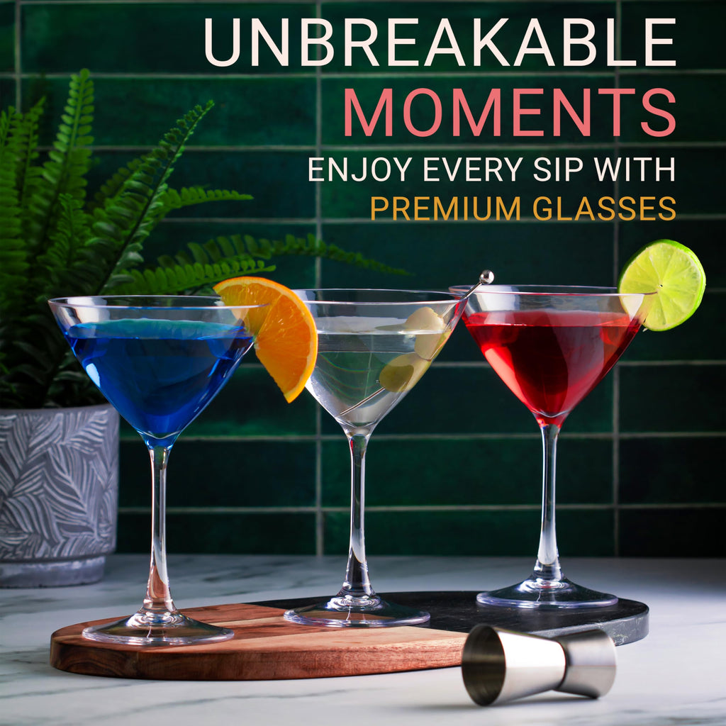 Unbreakable Plastic Martini Glasses, 8 oz Set of 6 X8257