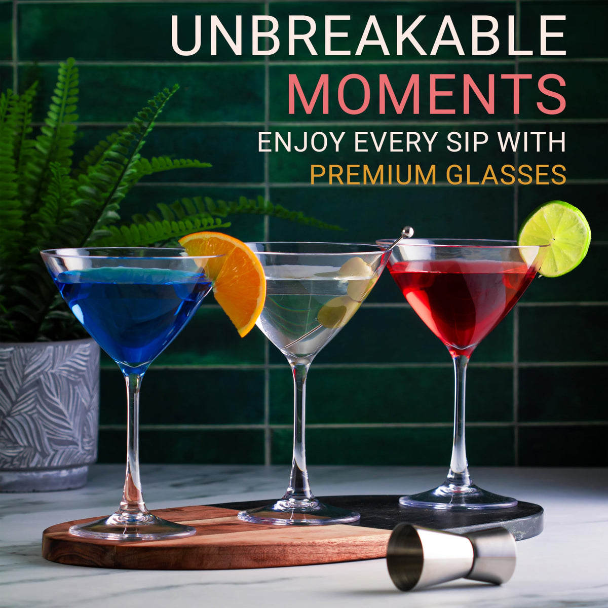 Unbreakable Plastic Martini Glasses, 8 oz Set of 6 X8257