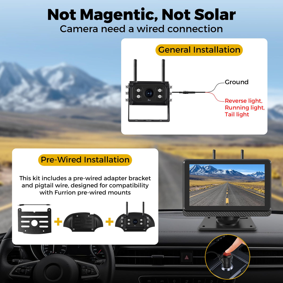 Wireless Backup Camera with 7" Monitor and 1080P Camera J254