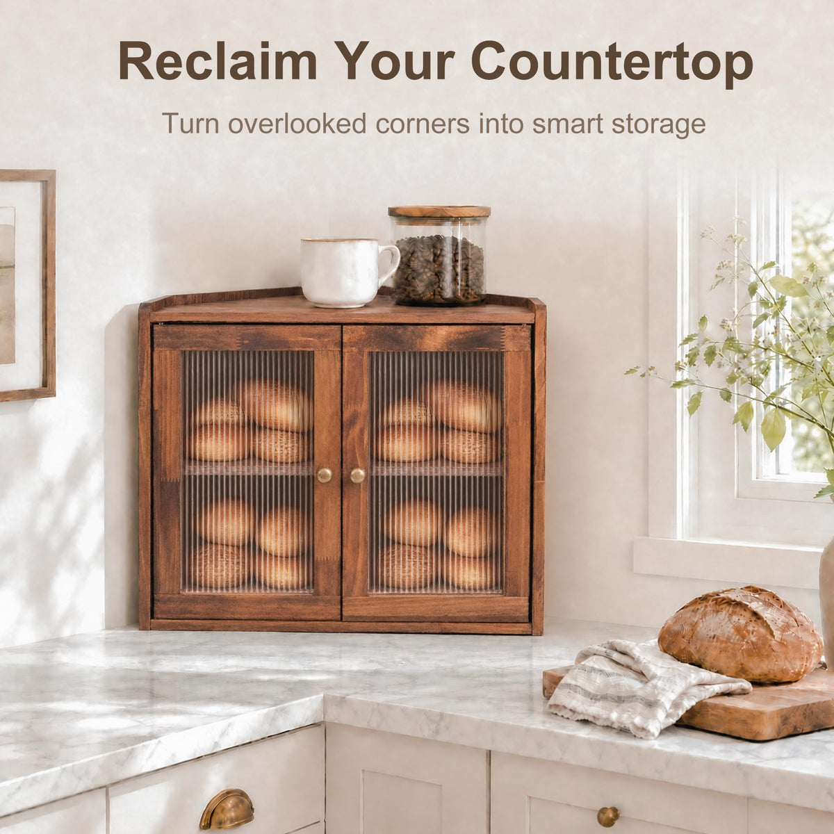 Brown Wooden Double Layer Bread Box A622338