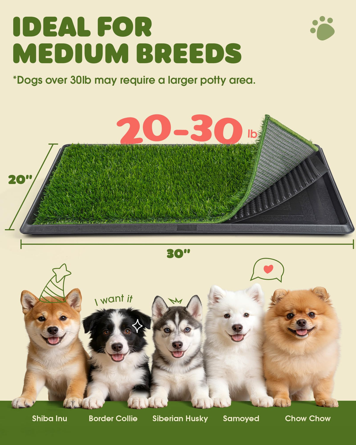 3 Layer Dog Grass Pad with Tray 30" x 20" B619543